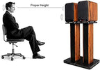 Speaker Stands Wood Grain Universal Floor Speaker Stands 24 Inch Floor Stand Mount Heavy Duty Surround Sound Speaker Stands for Home Theater with Sand Filling Tuning Function- 1 Pair