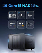 TERRAMASTER F4-424 Max NAS Storage - 4Bay Core i5 1235U 10-Cores 12-Threads, 8GB DDR5 RAM, Dual 10GbE Ports, Network Attached Storage Peak Performance for Business (Diskless)