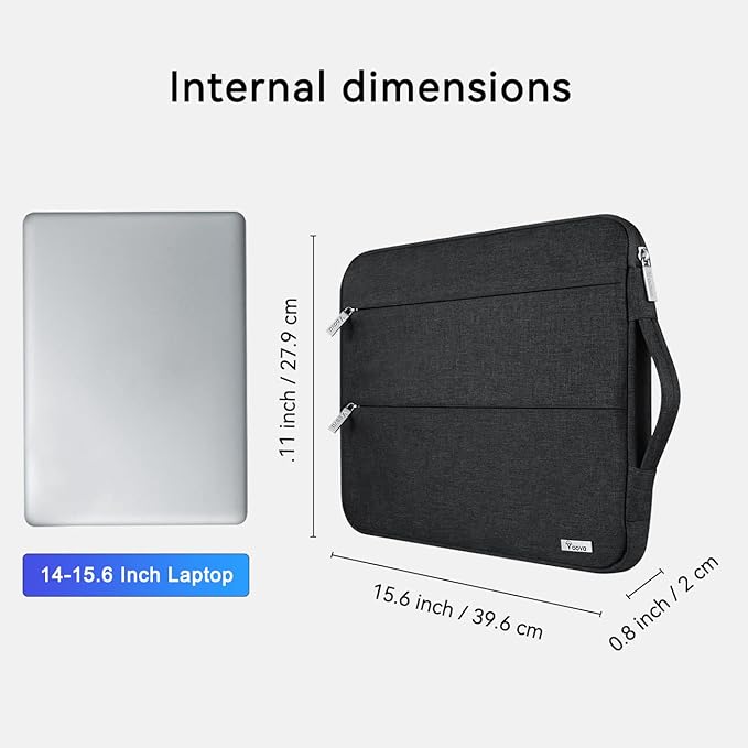 Voova Laptop Sleeve Carrying Case 15.6 16 Inch,Slim Computer Cover Bag Compatible with MacBook Pro 15/16, Dell xps 15,15-16 Inch HP Dell Asus Acer Laptop, Black