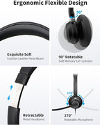 USB Headset with Microphone for PC, Wired Headphones with Noise Cancelling Mic, Computer Headset with in-line Controls, 3.5mm & USB Plug for Zoom, Skype, Call Center, Office Use, Black