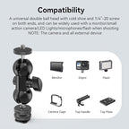 SmallRig Cool Ballhead, Multi-Function Double Ball Dead Adapter with Shoe Mount & 1/4" Screw for Monitors Led Light Microphone - 1135