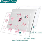 Teryeefi Case for MacBook Air 13 inch M1 A2337 A2179 A1932 2018 2021 2020 2019 2018 Release, Plastic Hard Shell Case & Keyboard Cover & Screen Protector, Cute Pink Bows