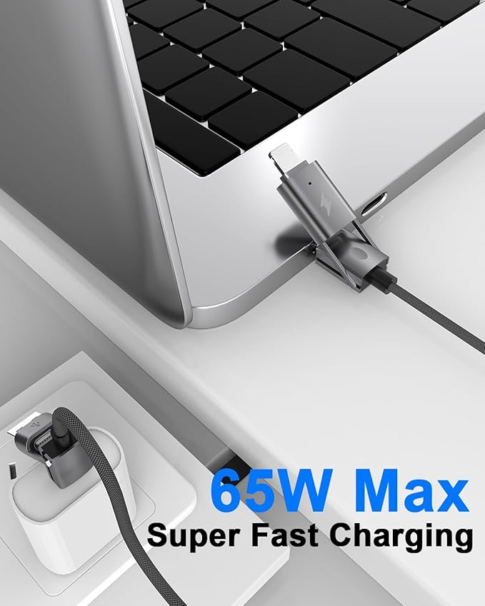 4 in 1 USB C Cable, 2Pack 6FT Round Braided Multi Fast Charging Cable, PD 65W 27W, 480Mbps Data Transfer, Compatible with iPhone/iPad/Samsung/MacBook