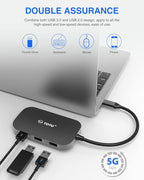USB C Hub, 9-in-1 Type C Hub with 4K USB C to HDMI, Ethernet Port, USB-C Power Delivery (PD) Port, 2 USB 3.0 Ports, USB 2.0 Port, SD/TF Card Reader, Compatible with MacBook Pro Air and Type C Laptops