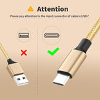 USB C Multi Charging Cable [2Pack 4FT], 3 in 1 Charging Cable Nylon Braided USB-C Multiple Charger Cord with Type-C, Micro USB and IP Port for Cell Phones and More (Golden)