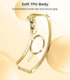 Slim Thin for Samsung Galaxy S25 Edge Case, Compatible with MagSafe, Built-in Camera Lens Protector, Shockproof Protective Phone Case, Soft Electroplated Clear Cover, Gold