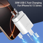 iPhone 16 15 Charger Fast Charging,30W USB C iPhone 16 15 Pro Max Charger Block &10FT Long Type C Cable Cord for iPhone 16/16 Pro Max/15/15 Pro Max/15 Plus/iPad Pro 12.9/11,Android Phone for S25Ultra