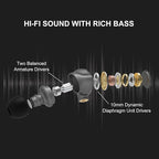 BASN Metalen in-Ear Monitors Headphones,Musicians Noise Isolating 4 Drivers IEMs with Deep Bass, Two Detachable MMCX Cables with Case for Singers,Drummers,Bassists(Gray)