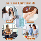 Silicone Suction Phone Holder Mount,Silicon Adhesive Phone Accessory for iPhone and Android, Hands-Free Mirror Shower Phone Holder,TikTok Videos and Selfies (Sky Blue 2Pack, Double Sided)
