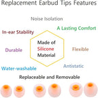 Earbuds Replacement Tips Silicone Earbud Tips Ear Gels Fit for Inner Hole from 3.8mm - 5.1mm Earphones 9 Pairs S/M/L Clear Orange