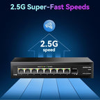 9 Port 2.5Gb Unmanaged Ethernet Switch with 8* 2.5G Base-T Ports, 1*10G SFP Ports, AUMOX PRO 60Gbps Switching Capacity Compatible with 100/1000/2500Mbps Plug and Play