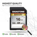 [5-Yrs Free Data Recovery] GIGASTONE 16GB SD Card 2-Pack, Camera Pro, A1 V10 SDHC Memory Card Compatible with SPYPOINT TACTACAM Trail Camera, with 2 Mini Cases.