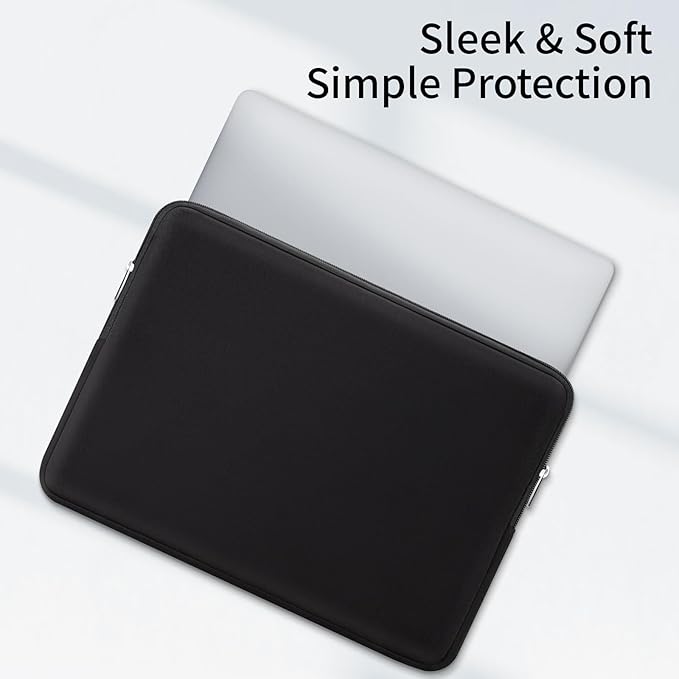 RAINYEAR 15.6 Inch Laptop Sleeve Protective Case Soft Lining Zipper Cover Padded Carrying Bag Compatible with 15.6" Notebook Computer Ultrabook Chromebook (Black, Upgraded Version)