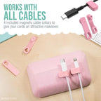 Smartish® Magnetic Cord Holder - Bigger Cable Wrangler Organizer with Magnet Clips for Charger Management on Desktop, Nightstand, or Side Table - Holds 6+ Cables - I'm Blushing