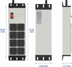 CCCEI Heavy Duty Power Strip Surge Protector 20 AMP, 8 Outlets 12 Gauge Industrial Shop Garage Metal Multiple Outlets, 10 FT Extension Cord 5-15P Adapter High Amp 6-20R T-Slot 20a for Appliance