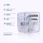 Clamper 3-Outlet Surge Protector 1800 Joules, 1875W, for TV, PC, Xbox, PS5, Refrigerators and Other Appliances (Compact Wall Surge Protector), iCLAMPER Power 3, 2-Pack Clear