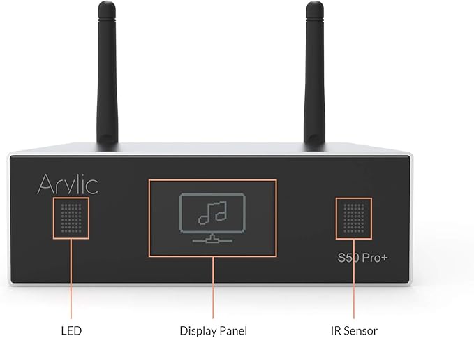 Arylic Up2stream S50 Pro+, Receiver Audio WiFi e Bluetooth,Preamplifier aptX HD con ESS Sabre Dac AKM ADC Multiroom/multizone, Ricevitore Stereo Wireless con AirPlay, Spotify, Internet Radio