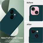 FireNova Designed for iPhone 15 Case, Silicone Upgraded [Camera Protection] Phone Case with [2 Screen Protectors], Soft Anti-Scratch Microfiber Lining Inside, 6.1 inch, Teal