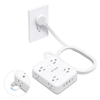 TROND Surge Protector Power Strip with USB, Ultra Thin Flat Plug 5ft Extension Cord 1625W, 3 USB A & 1 USB C, 8AC Outlets 1440J Surge Protection Wall Mount for Home Office Dorm Room Essentials, White
