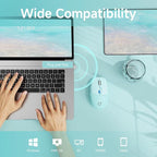 EWEADN Q5 Wireless Mouse, Bluetooth & 2.4G Quiet Computer Mouses with 1600 DPI, Battery Level Display, Ergonomic Office Mouse,6 Button Portable Cute Cordless Mice for Laptop/PC/Mac- Blue