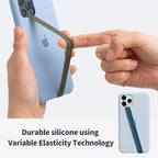 Sinjimoru Stretchable Silicone Phone Strap, Flexible and Elastic Grip Holder for iPhone & Android, Secure Phone Loops Finger Grip with Wireless Charging Support Sinji Loop Grey