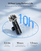 3-in-1 Mini Microphone for iPhone: Wireless Lavalier Microphones for iOS/Android/Camera - Noise Reduction Lapel Mic forLive Stream - HiDefSound for Video Mavericks