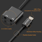 USB C Audio Splitter for 2 Headphones with 96KHz/24-bit DAC, Type C to Dual Earphones Aux Splitter for Samsung S25/S24/S23/S22/S21/S20 Ultra, Tab S10/S9/S8/S7/S6, Z Fold 6/5/4/3/2, Z Flip 6/5/4/3/2
