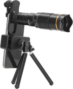Portable 32X Phone Camera Lens HD Zoom Lens Clip On, Double Adjustment Eyepiece System, Large Aperture Objective Lens, Multiple Use Modes, Widely Applicable for Photo Video