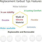 36 Pieces Small Earbud Tips Soft and Comfortable Silicone Earbud Tips Ear Bud Replacement Pieces Silicone Fit Most in-Ear Headphones，Inner Hole 3.8mm -5.5mm，Small White Replacement Eartips