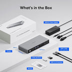Displaylink Docking Station, USB C DisplayLink Dock Dual Displays for MacBook M1/M2/M3/M4 Windows, 4K@60Hz Displaylink Dock with 2 HDMI, 2 Display Port, 2USB C Data, 6 USBA, Ethernet, Audio