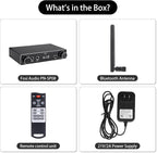 5.3 Bluetooth Audio Amplifier 2-Channel Stereo Hi-Fi Amplifier with Optical/Bluetooth/USB/HDMI/AUX, Dual Microphone Channels for Home Theater/Speakers/TV Sound System