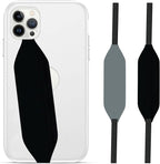 Phone Grip Strap - Reversible Finger Holder for Phone Back, Customizable Anti-Slip Design, Wireless Charging Compatible Detachable Holder for iPhone - Black & Grey