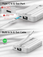 LVFAN for Magsafe Power Bank 10000mAh, Fast Charging Wireless Magnetic Portable Charger with Built-in USB C in&Out Cable, Travel LED Display Battery Pack for iPhone 17 16 15 14 13 12
