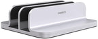 Double Aluminum Laptop Vertical Stand Organizer, Sturdy Notebook Computer Holder Stand Compatible with New Liquid Retina XDR Apple MacBook Air/Pro, Mac mini, Apple TV and iPad Pro - Silver