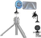 Magnetic Phone Tripod Mount Adapter with Arca Base&1/4" Screw Hole Compatible with MagSafe, 60° Tilt iPhone Tripod Holder for iPhone 17 16 15 14 13 12 Pro Max Plus, Selfie Stick Tripod Arca Ball Head