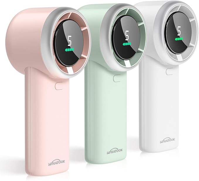 WHATOOK Portable Mini Fan: High Speed Cooling Fan, 10 Hours Battery Life, USB Rechargeable, Small Essentials for Women, Beach Travel, Vacation (Pink)