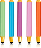 Kid-Friendly Stylus Pens for Touch Screens, Crayon Stylus Pen for iPhone Ipad Air Mini Pro, Fire HD Kids Tablet, Android Tablet, Dragon Touch - Blue Pink Green Purple Red (5 Pack)