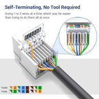 20-Pack Cat6 Tool-Less RJ45 Keystone Jack, No Punch-Down Tool Required Module Coupler (Not Compatible with Patch Panel), White