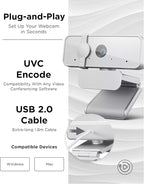 Lenovo HD 1080p Webcam (300 FHD) - Monitor Camera with 95° Wide Angle, 360° Rotation Pan & Tilt, Dual Microphones – Attachable Desktop Cam with Privacy Shutter for Remote Work, Streaming & Gaming