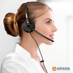 Arama USB Headset with Microphone for PC, Computer Laptop Headphones with Noise Cancelling Mic & Audio Controls for Home Office Business Skype UC Webinar Zoom