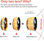 3 in 1 Cell Phone Camera Lens Kit Wide Angle Macro Fisheye Lens Universal for Smart Phones iPhone Samsung Android(Gold)