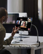 woleyi Gooseneck Tablet Holder Mount, Heavy Duty Desk/Bed Tablet Stand, Flexible Arm Clip for iPad Pro Air Mini, Galaxy Tab/Z Fold, Fire HD, Surface Pro/Go, Switch, iPhone and More 4.7-13" Devices