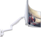 Monitor Wall Mount for 17-49 Inch Ultrawide Monitors, Single Monitor Arm Holds 4.4-44 lbs Screens, Adjustable Premium Aluminum Wall Mount with Max VESA 100x100 for Samsung Odyssey G9 and More, White