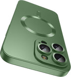 Magnetic for iPhone 14 Pro Max Case [Compatible with MagSafe][Built-in Camera Lens Protector] Slim Soft TPU Bumper Shockproof Metallic Luster Phone Case (Green)