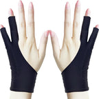 Drawing Glove, Artist Glove for Drawing Tablet, iPad, Digital Art Creation - Palm Rejection, Exposed Fingertip, Suitable for Left and Right Hand - XS, Pack of 2