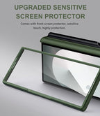 for Samsung Galaxy Z Fold 6 Case with Card Holder & Hinge Protection & Slide Lens Cover, Built-in S Pen Holder & Screen Protector, Heavy Duty Rugged Wallet Phone Case for Z Fold 6 2024, Green