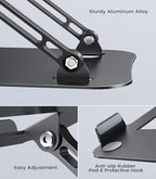 Adjustable Laptop Stand for Desk, Aluminum Portable Laptop Stand, Lightweight 500g, Foldable Ergonomic Computer Notebook Stand Holder for 11-16" MacBook Air Pro, Dell XPS,HP Computer Notebook, Black