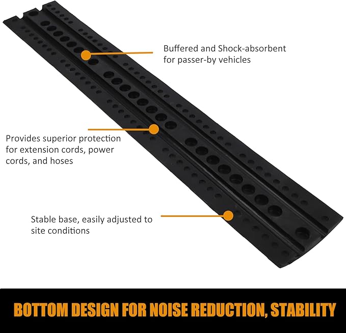 Garvee Speed Bump, 2 Pack 6 ft Rubber Speed Bumps for Asphalt Road Driveway, 25000 LBS Load Capacity Modular Cable Ramps Cable Protector Ramp Hose Protector Ramp with 2 Cord Channel