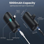 [2 Pack] Samll Portable Charger for iPhone 16/15 Series, 5000mAh 3A PD USB C Power Bank, Mini LCD Display Battery Pack Compatible with iPhone 16/16 Plus/16 Pro/15 Pro Max,Samsung,Android/Moto/LG etc