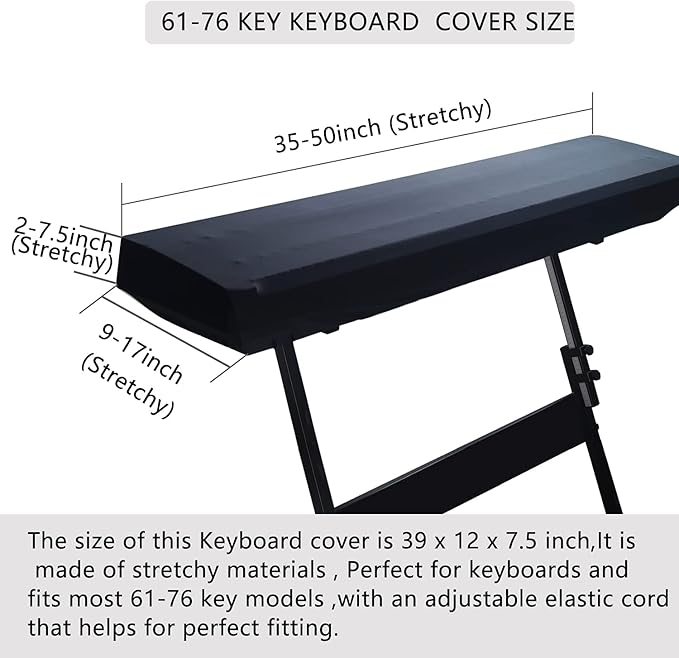 Piano Dust Cover 61-88 Keys Weighted Keyboard Small Keyboard Piano Covers Waterproof Locking Clasp Keep It From Dust and Dirt (61-76 KEYS)